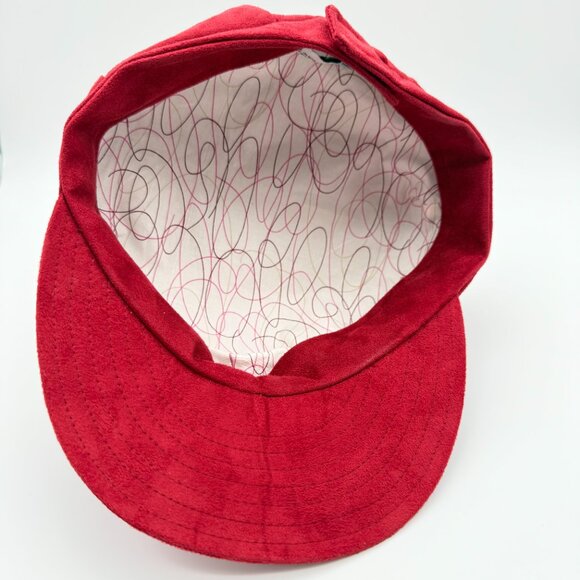 BETMAR New York Red Suede Newsboy Cap Soft Structured Brim, Velvet Buckle Strap - Picture 8 of 11